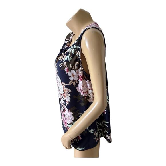 NEW YORK & COMPANY 7Th Avenue Womens Size XL Sleeveless Keyhole Floral Shirt Top - Picture 2 of 7